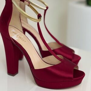 Nine West Burgundy Satin Heels